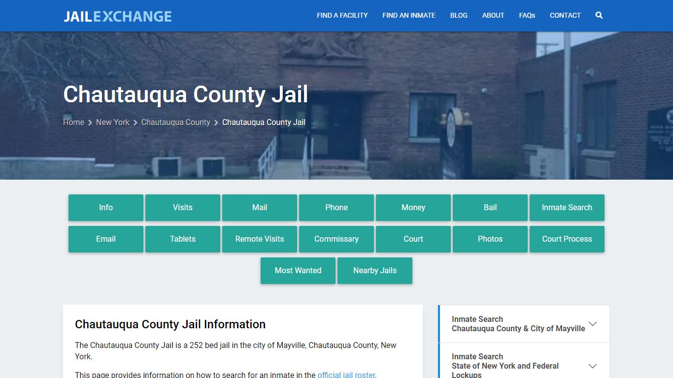 Chautauqua County Jail, NY Inmate Search, Information